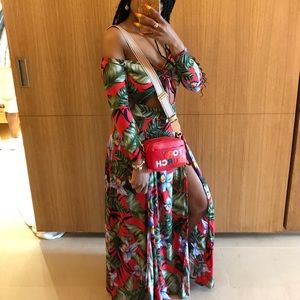 Tropical off the shoulder Maxi Dress